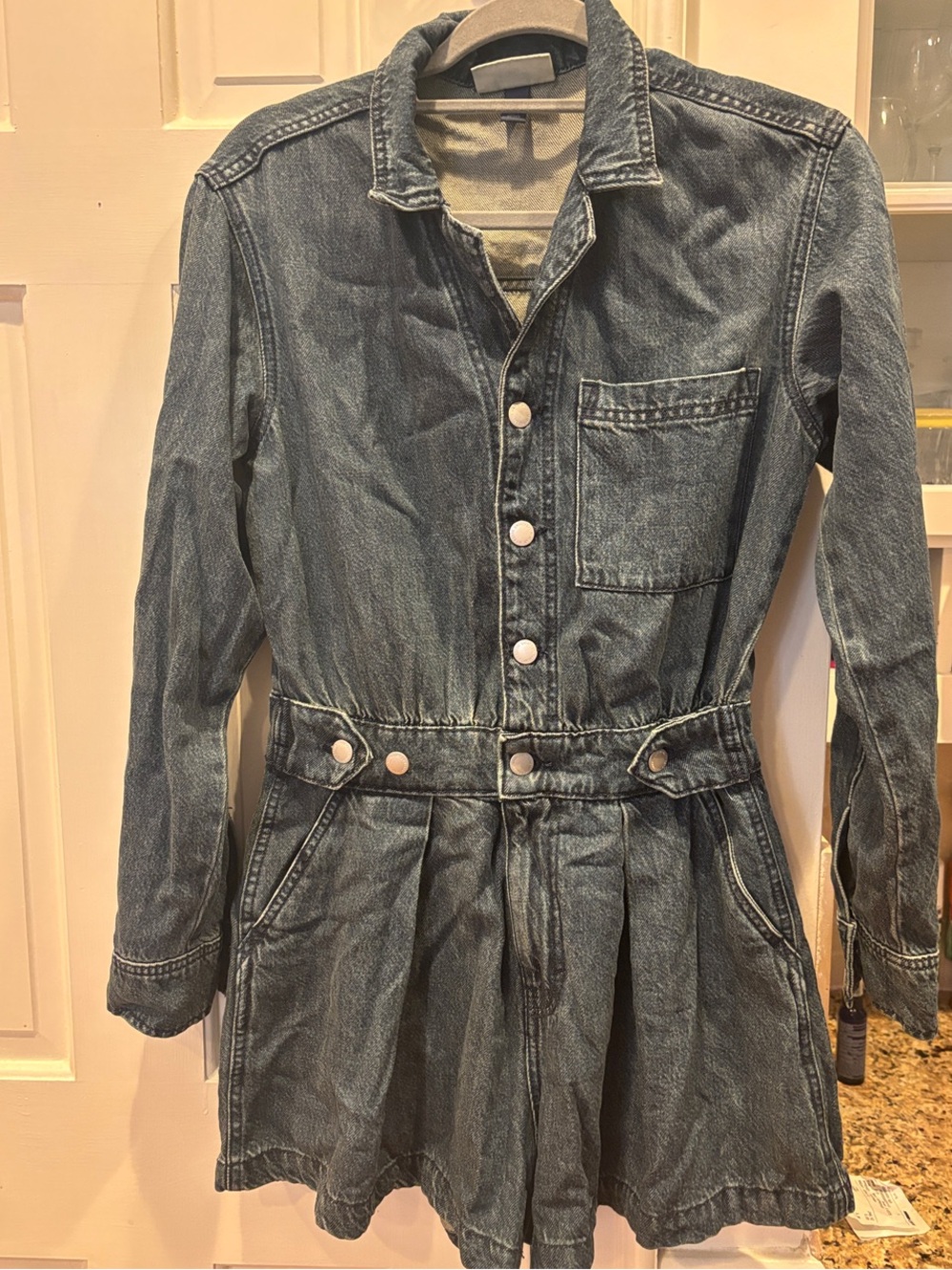 Universal Thread Light Blue Denim Button-Front Romper